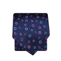 Navy With Pink, Blue And Silver Circles 100% Silk Tie