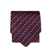 Navy With Wine, Red And Silver Diagonal Square 100% Silk Tie