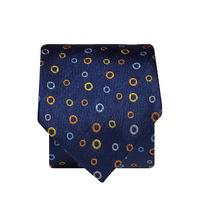 Navy With Yellow, Orange And Blue Circles 100% Silk Tie