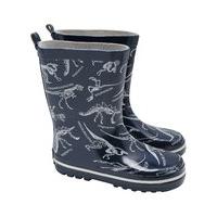 Natural History Museum boys character dinosaur print ridge sole wellie boots - Navy