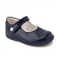 Nancy, Navy Blue Patent Girls Riptape First Walking Shoes