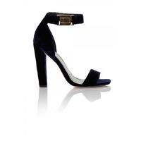 Navy Velvet Ankle Buckle Open Toe