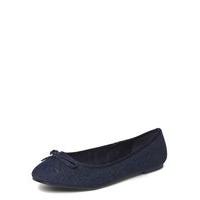 Navy Blue Bow Ballerina Pumps, Navy