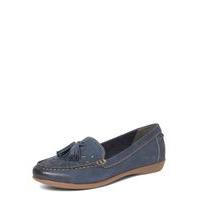 Navy Blue Comfort Leather Moccasin, Navy