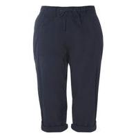 Navy Blue Cotton Crop Trousers, Navy