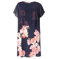 navy blue floral overlay dress bright multi