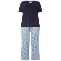 Navy Blue Blossom Floral Pyjama Set, Blue