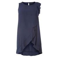 Navy Blue Frill Front Vest, Navy