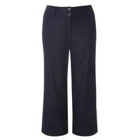 Navy Blue Pear Fit Linen Blend Wide Leg Trousers, Navy