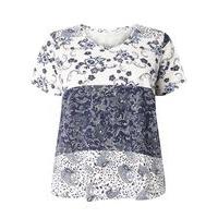 Navy Blue Floral Stripe T-Shirt, Navy