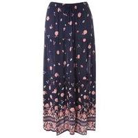 Navy Blue Floral Printed Maxi Skirt, Navy