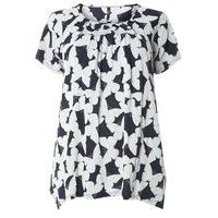 navy blue butterfly print top navy