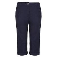 Navy Cotton Cropped Trousers, Navy