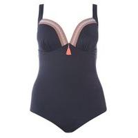 Navy Blue Embroidered Swimsuit, Navy