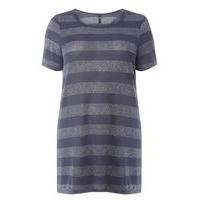 Navy Blue Premium Glitter Striped T-Shirt, Navy