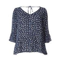 Navy Blue Heart Print Top, Navy