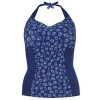 Navy Shell Print Tankini Top, Navy