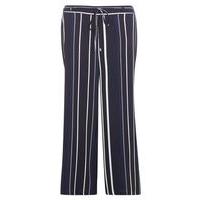 Navy Striped Wideleg Trousers, Navy/White