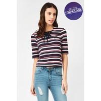 NAUTICAL STRIPE LACE UP TEE