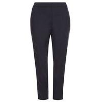Navy Linen Blend Tapered Trousers, Navy