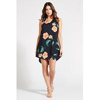 navy coral amp green painterly floral print shift dress