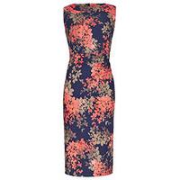 Navy Coral & Stone Ombre Floral Print Bodycon Dress
