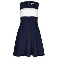 navy white colour block skater dress