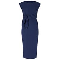 Navy Tie Front Bodycon Dress