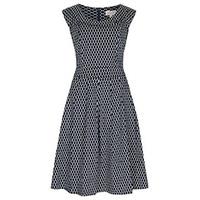 Navy & White Oval Print Structured Dress