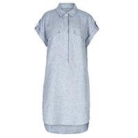 Navy Marl Linen Look Shirt Dress