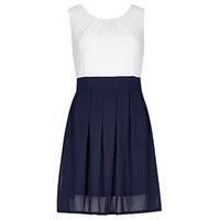 Navy & White Colour Block Structured Dress