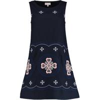 Navy & Pink Embroidered Heart Crosses Shift Dress