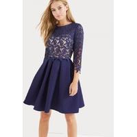 Navy Crochet Overlay Dress