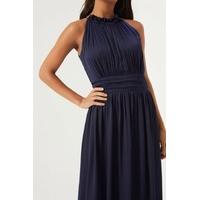 Navy Frill Halter Neck Maxi