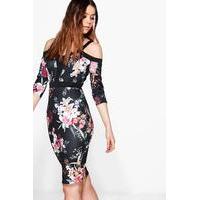 nalani cold shoulder dark floral dress multi