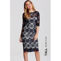 Navy Crochet Lace 3/4 Sleeve Dress