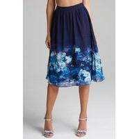 navy floral a line skirt