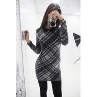 nadia checkered print collar shift dress