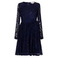 Navy Floral Lace Bow Dress