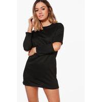 Nadia Slash Sleeve Sweat Dress - black