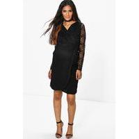 Natalie Lace Wrap Dress - black