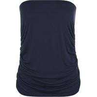 nadia plain bandeau ruched top navy blue