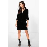 Natasha Immi Velvet Shirt Dress - black