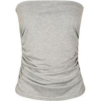 nadia plain bandeau ruched top light grey