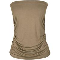 Nadia Plain Bandeau Ruched Top - Mocha