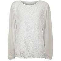 Natasha Lace Long Sleeve Chiffon Top - White