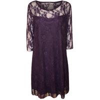 Nanette Lace Knee Length Dress - Purple