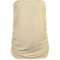 Nadia Plain Bandeau Ruched Top - Cream