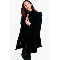 Natalie Wool Look Cape Coat - black