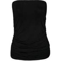 Nadia Plain Bandeau Ruched Top - Black